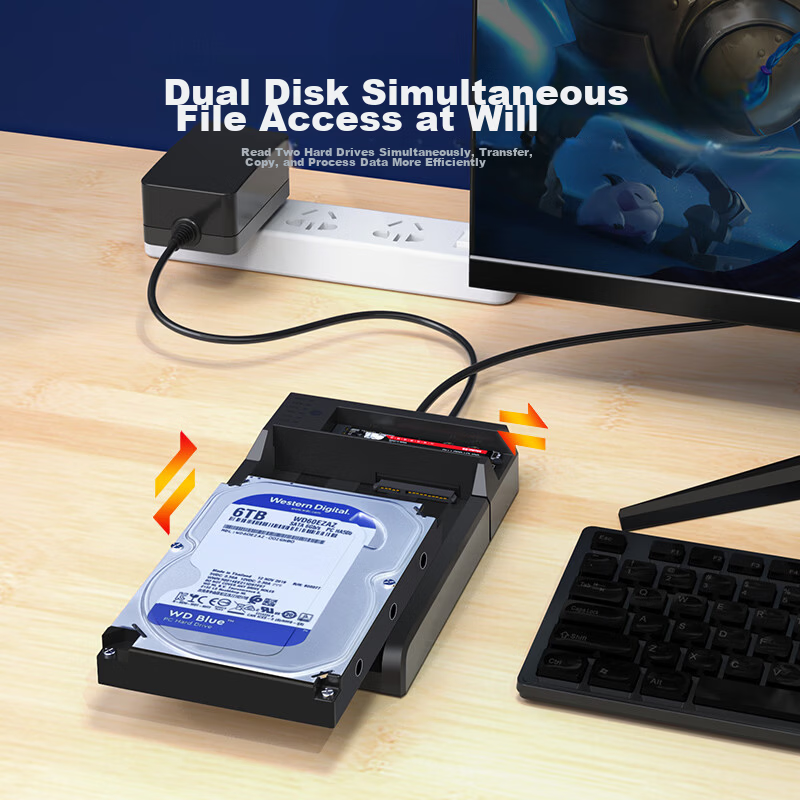 DM Damai M.2 NVMe/SATA Dual-Bay External Hard Drive Enclosure Dock 2.5/3.5 Inch HDD SSD USB Reader SSD Adapter HD055