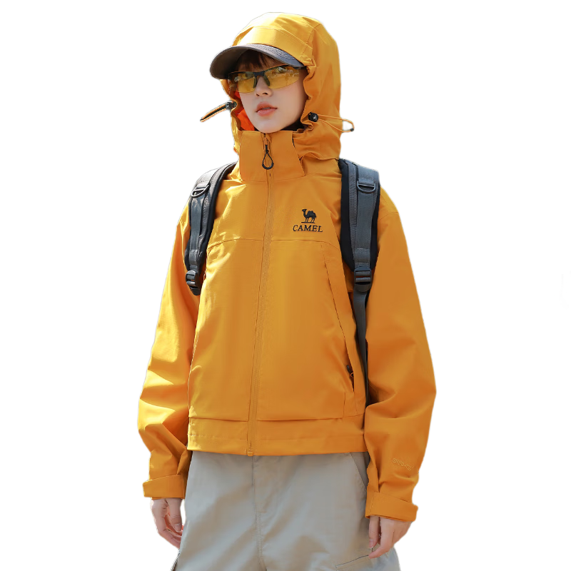 CAMEL Women's Short Outdoor Jacket 3-in-1 Fleece Liner Water-Resistant Windproof Coat
