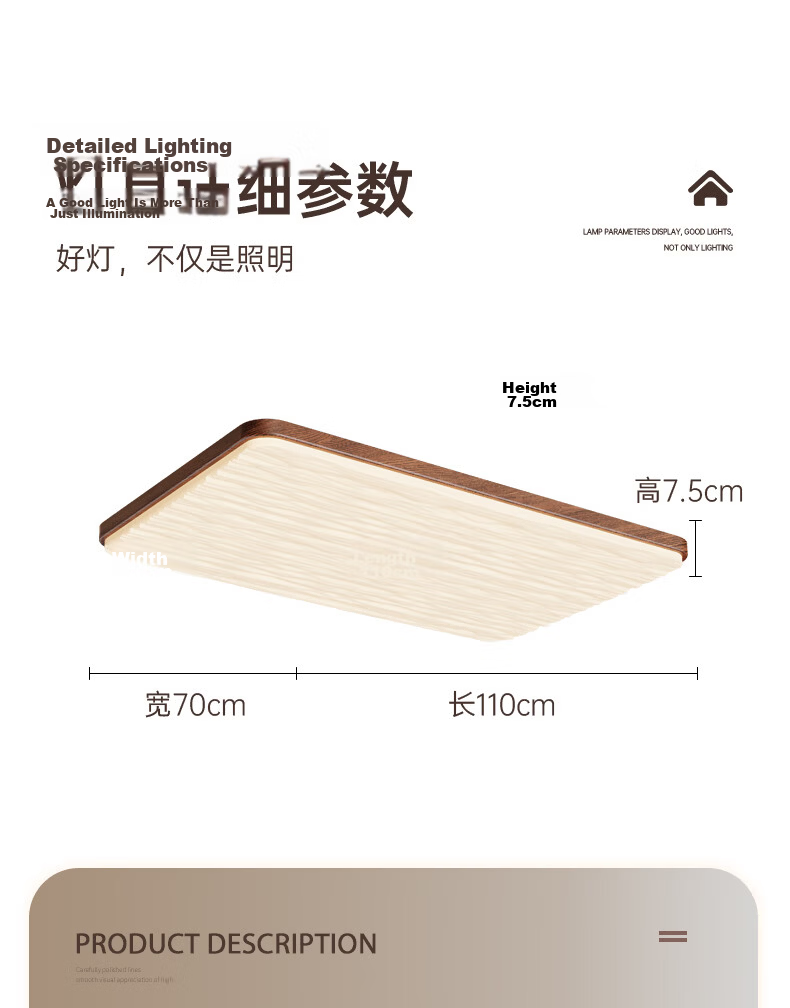 ARROW Pendant Light, Antique Style Full Spectrum Walnut Color Natural Wood Ceiling Eye Protection Living Room Main Light Bedroom Lamp 8