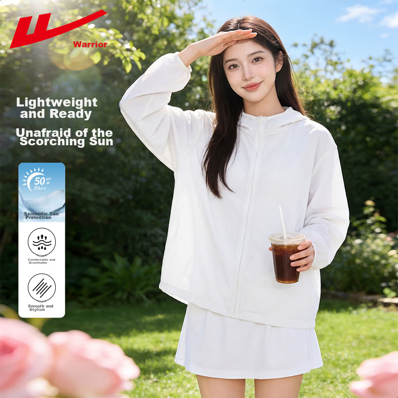 Warrior Women's Summer 2026 New Woven Yarn Sun Protection Jacket Lightweight Breathable Loose UV Protection Coat