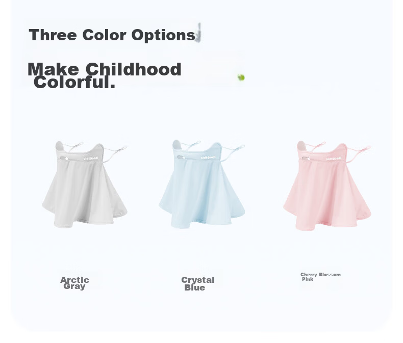 GOLOVEJOY Kids Sun Protection Face Mask Veil Summer Full Face Cover Ice Silk Neck Guard Baby Mask Blue 11