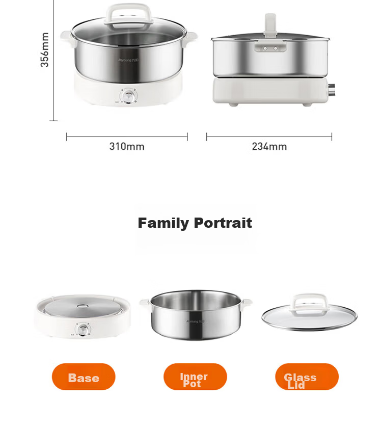 Joyoung 6L Multifunctional Electric Hot Pot 2200W High Power Non-Stick Detachable Stainless Steel Steamer HG60-GN64 23