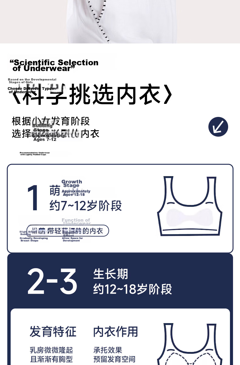 Tingmei High School Girls Sports Bra Shockproof Vest Youth Development Teen Foundation Bra M 6
