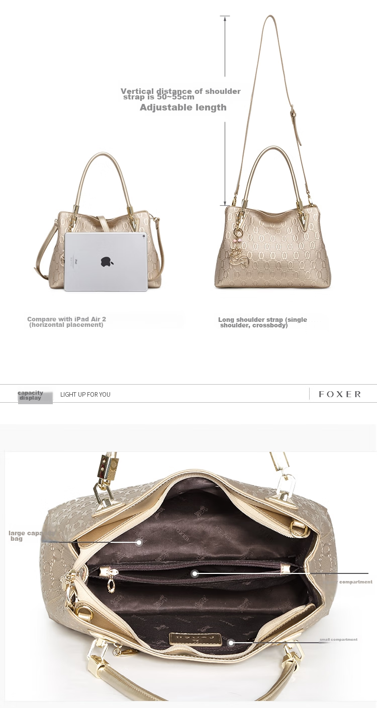 FOXER Leather Women's Handbag, Large Capacity Shoulder Crossbody Tote Bag with Gift Box, Mother's Day Gift for May 20th 14