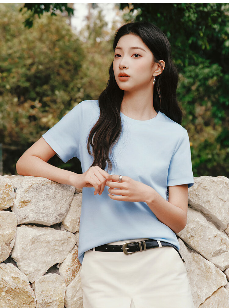 Semir Women's Short Sleeve T-Shirt, Cropped Fit, Slimming, Regular Shoulder, Inner Wear, Summer Cool Feel, Slim Fit Base Layer, 109326100001 41