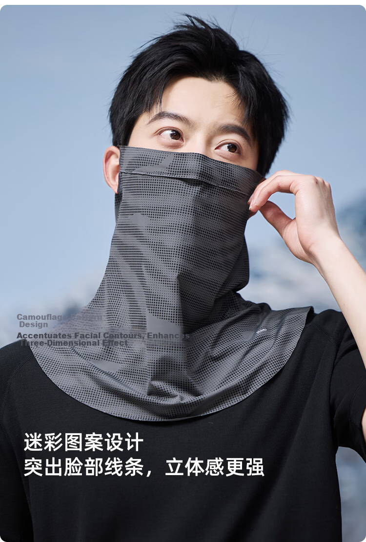JIUMU Ice Silk Sun Protection Face Mask for Men, Cycling and Mountaineering, Summer UV Protection Neck Cover, Full Face Sun Shield Mask 8