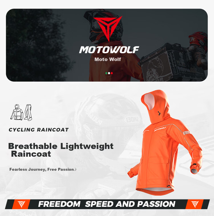 MOTOWOLF Motorcycle Riding Raincoat and Rain Pants Separate Set Waterproof Riding Travel Commuting Suit 1