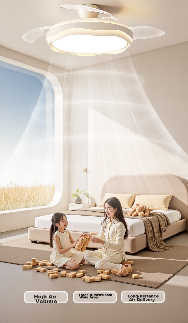 Dell Fan Light Pure Eye Protection Invisible Ceiling Fan Light LED Cream Style Zhongshan Lighting Dining Bedroom Light with Installation Included 15