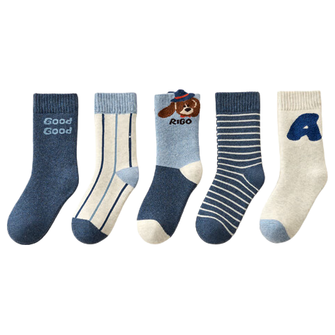 Mianqixiong Kids Socks Boys Pure Cotton Winter Fleece Thickened Warm Terry Socks Autumn and Winter Cotton Socks for Children Age 3-5
