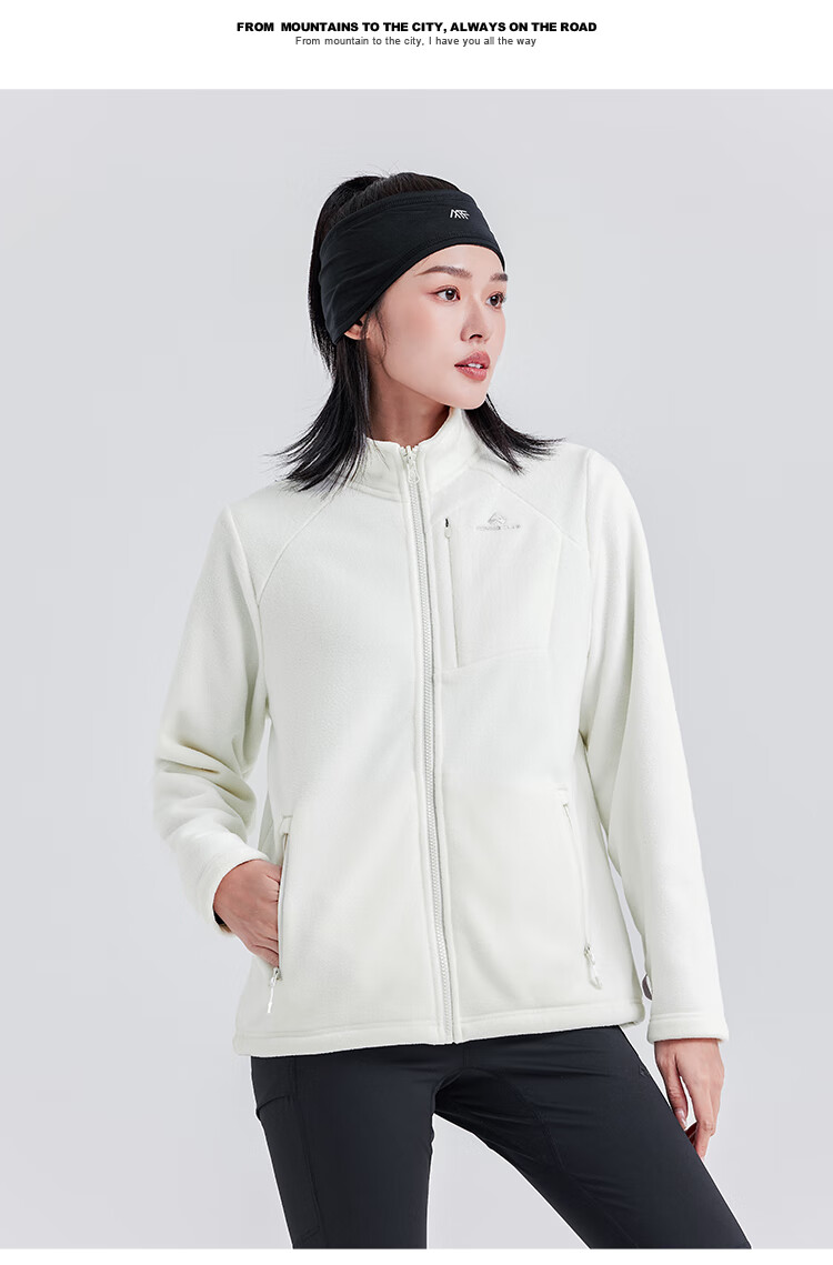 Pioneer Camp Outdoor Stand-Collar Fleece Jacket for Women, Autumn And Winter Plush Lining Fleece Coat, Windproof Warm Cardigan Inner Layer 16