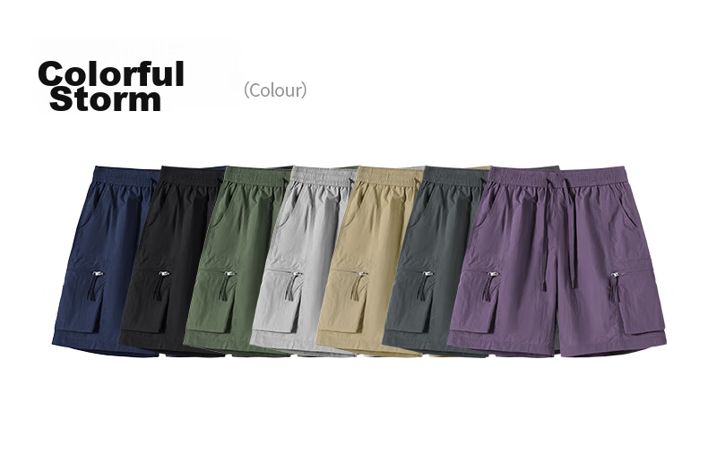 Baleno Men's Summer Shorts Simple Large Pocket Cargo Trendy Casual Loose Breathable Student Knee-Length Pants 19