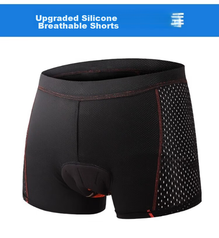 Forever Men's Cycling Padded Shorts Shock-Absorbing Silicone Mountain Road Bike Shorts Four Seasons Orange Sponge Size S 5