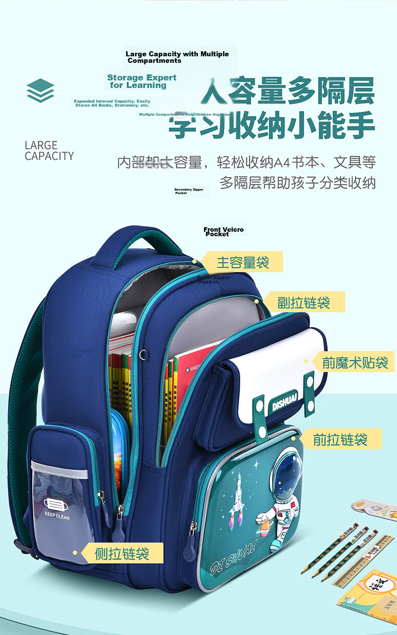 Le Bu Xiong Primary School Backpack Boys 2026 New Style Grade 1-2 Lightweight Children's Ergonomic School Bag for Boys Grade 3-6 7