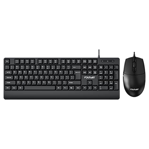 Founder MK-530 Wired Keyboard and Mouse Combo Business Keyboard and Mouse Set 104-Key Full-Size Office Spill-Resistant Universal Laptop Keyboard Black