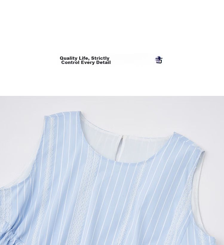 Demana [Cloud Oxygen Cotton] Summer Sweet Girl Striped Embroidered Drawstring Loose Slim Dress Women High-End Feel 12