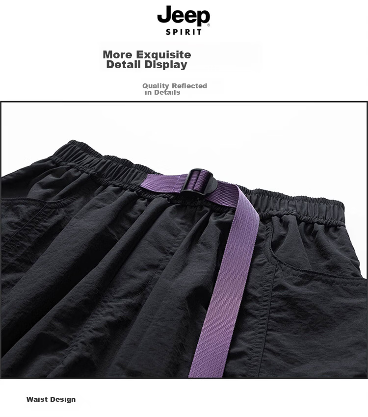 JEEP SPIRIT Men's American Style Ice Silk Shorts Summer Thin Workwear Five-Point Loose Casual Pants Black XL 6
