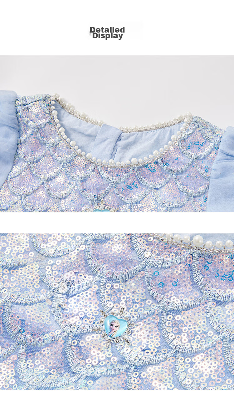Disney Elsa Princess Dress Girls' Dress 2026 Spring New Birthday Tulle Dress Children's Clothing 16