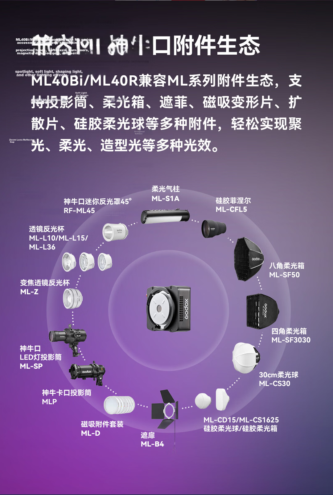 Godox ML40R LED Fill Light RGB Full-Color Studio Outdoor Handheld Photography Video Lighting Portable Live Streaming Interview News Light [Official Standard Edition] 8