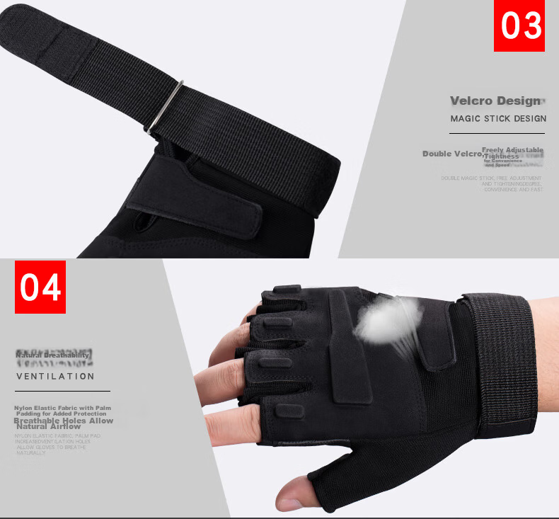 BWNK Outdoor Half-Finger Gloves Fitness Cycling Mountain Biking Climbing Anti-Slip Wear-Resistant Palm Protection Gloves Size L 6
