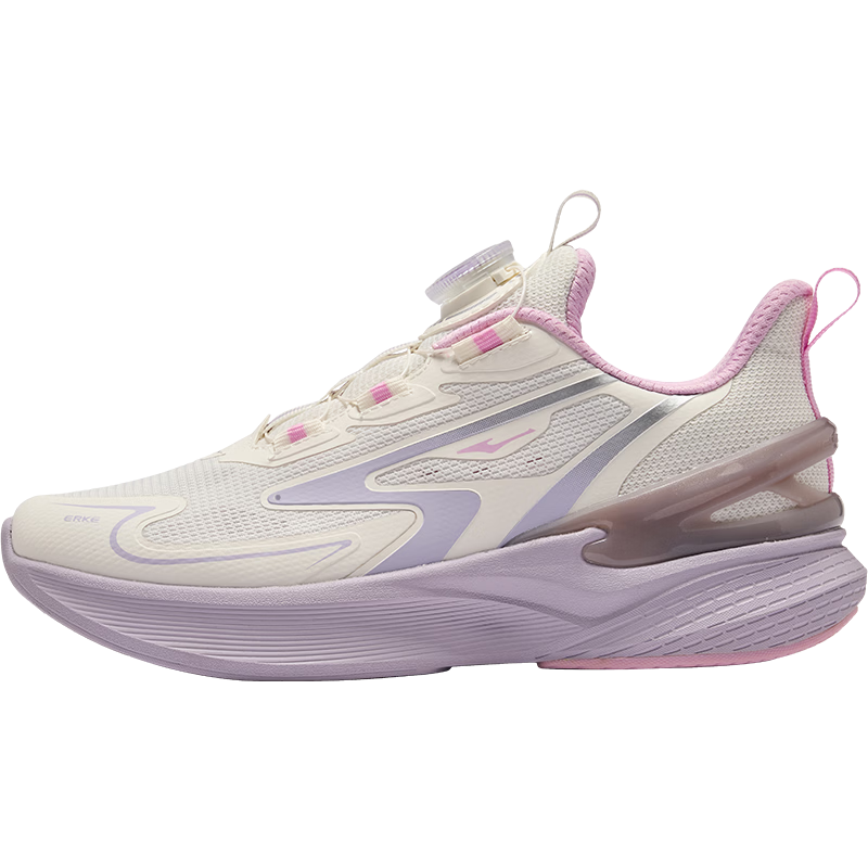 ERKE Kids Unisex Youth Sports Shoes Children's Cushioning Running Shoes Microcrystalline White/Galaxy Purple Size 34