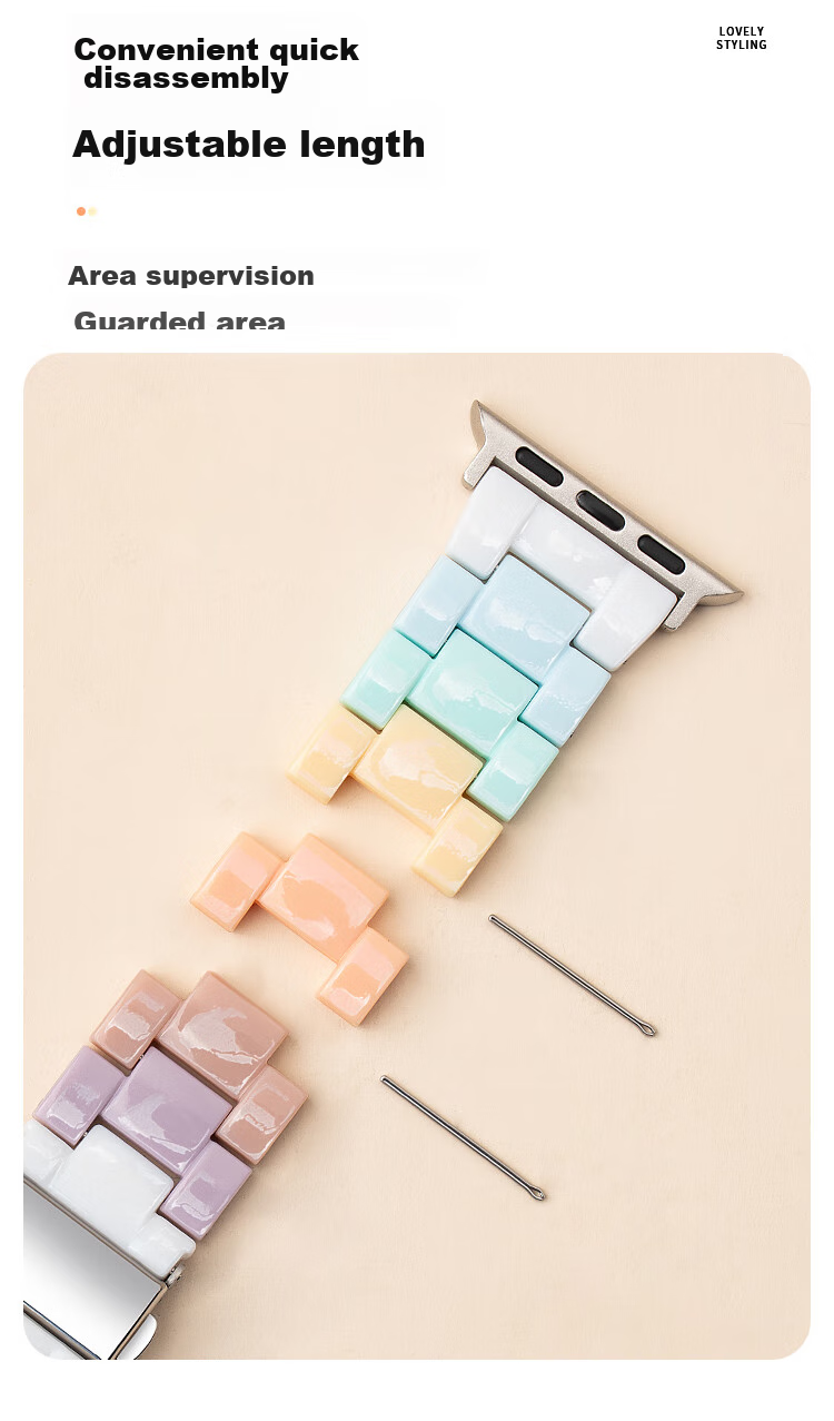 MSSM Compatible Apple Watch Band, Rainbow Strap for IWatch S11/ultra3/S10/9/8/SE3, Acrylic Women's Fresh And Simple Wristband 6