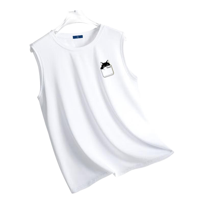 GENIOLAMODE Ice Silk Tank Top for Men, Summer Lightweight Cool-Feeling Quick-Dry Breathable Sleeveless T-Shirt Vest for Men, White, 2XL