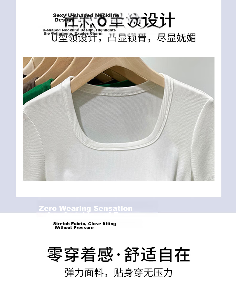 BOPRUIEY Women's Summer Short Sleeve Solid Color Ribbed Large Round Neck Slim Fit T-Shirt Top 3
