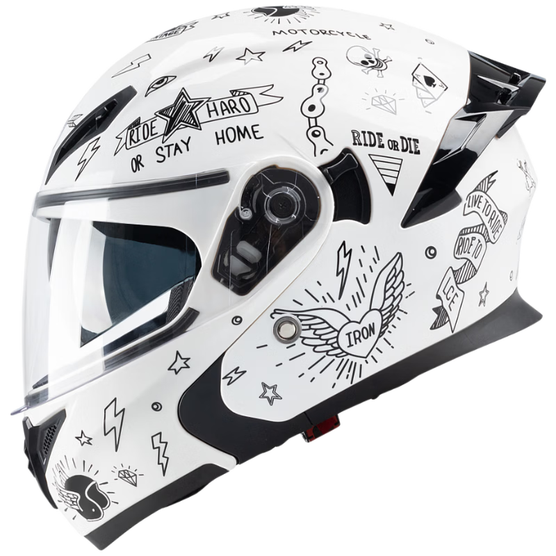 CYCKING Motorcycle Helmet with 3C Certification, Dual Visors, Bluetooth Headset, Unisex Four-Season Riding Full-Face Safety Helmet
