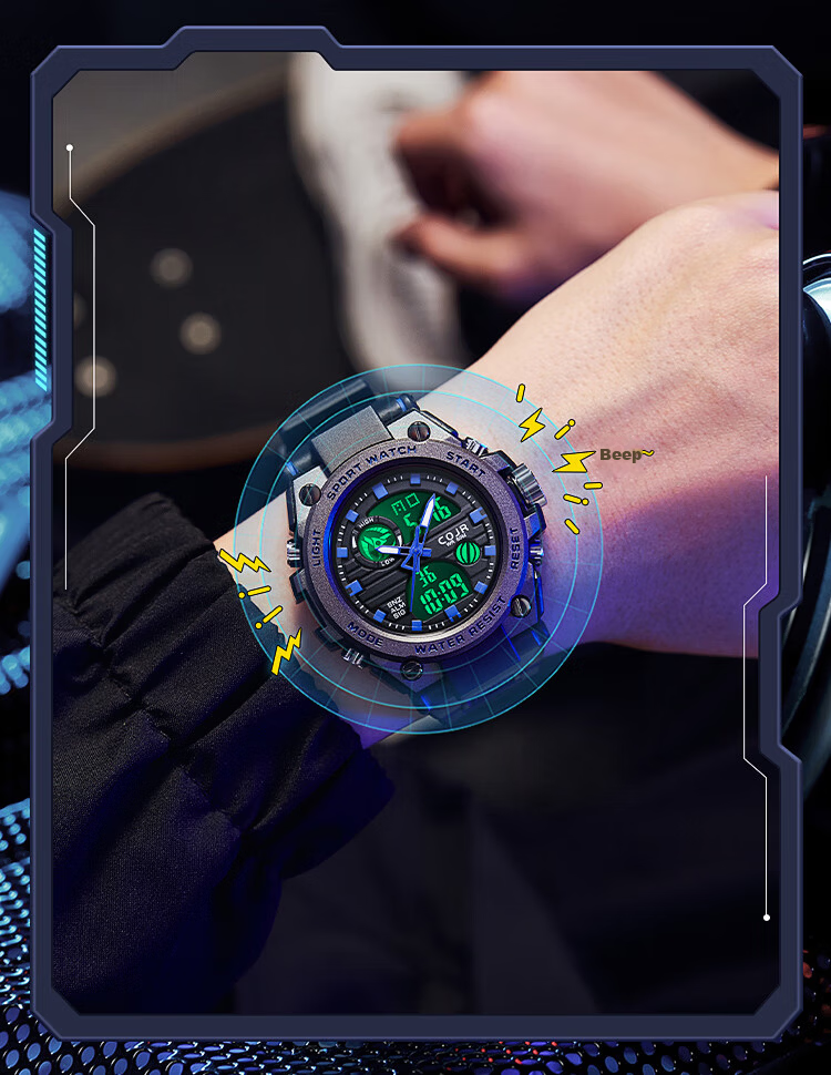 COJR Electronic Timing Watch Alarm Clock Youth Boys Middle and High School Mechanical Sports Waterproof 7