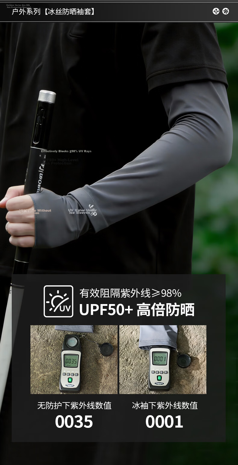JEEP SPIRIT Jeep Ice Silk Sun Protection Sleeves Unisex Summer 2026 New UV Protection Arm Sleeves BX200 Light Gray 6