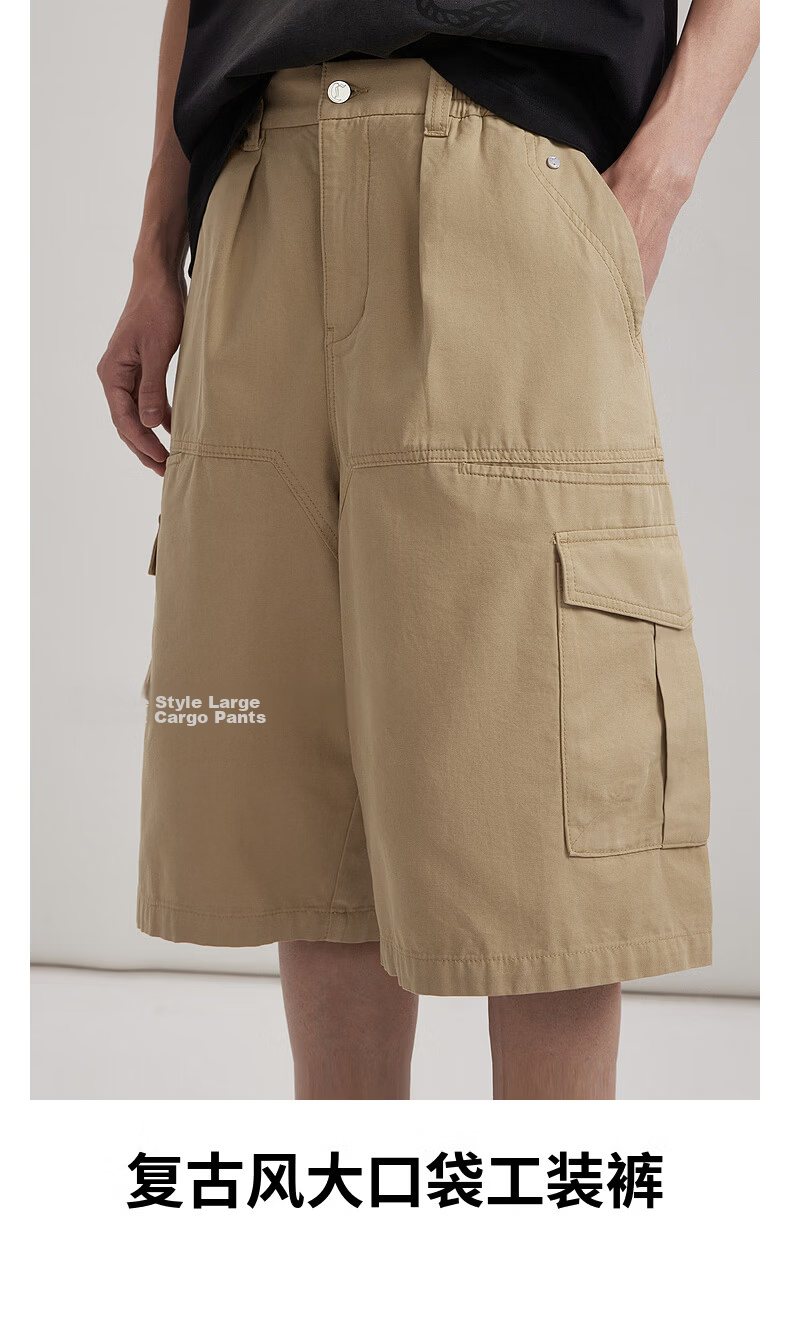 CABBEEN Vintage Denim Cargo Shorts Men Large Pocket Workwear Outdoor Durable Breathable Summer 2026 4