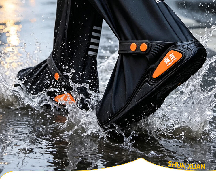 Shunxuan Waterproof Shoe Covers Rain Shoe Covers Non-slip Wear-resistant Thickened Portable Rain Boots Reusable for Men and Women Outdoor Cycling Rain Water Wading SXT-Y02 XXL Size (46-47) 3