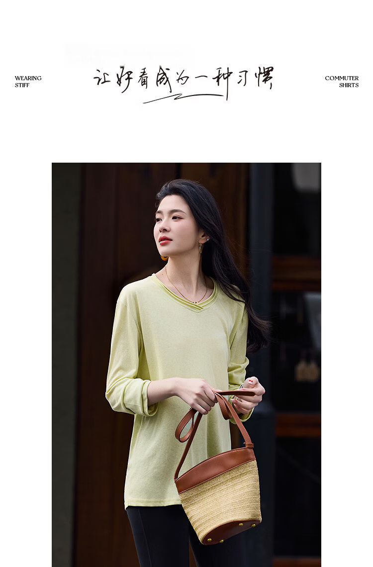 Demana [with Lyocell] Spring Lady Style Cross Neck Cloud Cotton Loose Slim Fit Petite T-Shirt Women Premium Feel 10