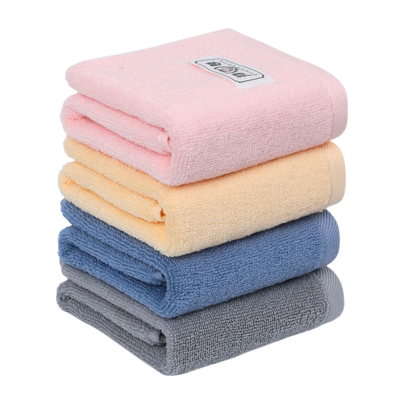Grace 3A Grade Antibacterial Pure Cotton Square Towels 4-Pack Solid Color Children's Unisex Face Wash Towels 34x34cm Sports Use