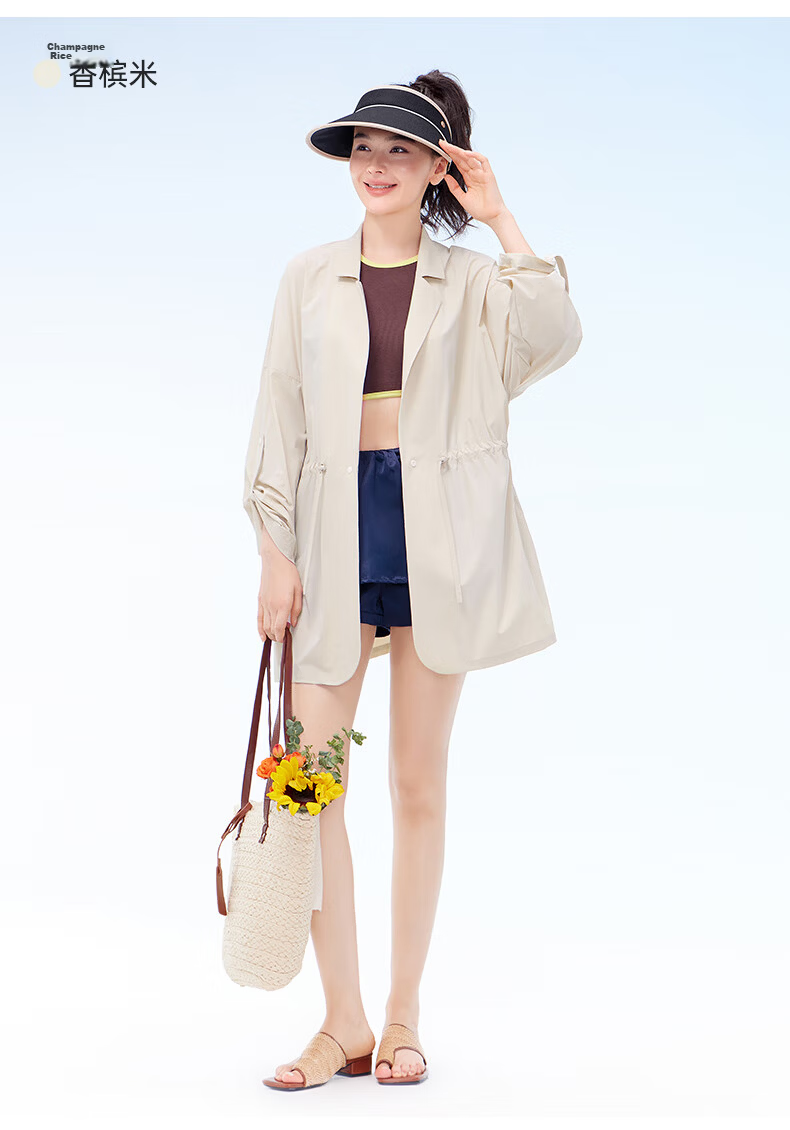 VVC Women's Summer Mid-Length Ice Silk Sunscreen Jacket UV Protection Breathable Lightweight Sunshade Coat Obsidian Black M 8