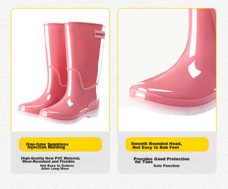 STANLEY Men's High-Cut Rain Boots Non-Slip Wear-Resistant Waterproof Lightweight Comfortable Breathable Fashion High-Cut Rain Boots Size 44 20