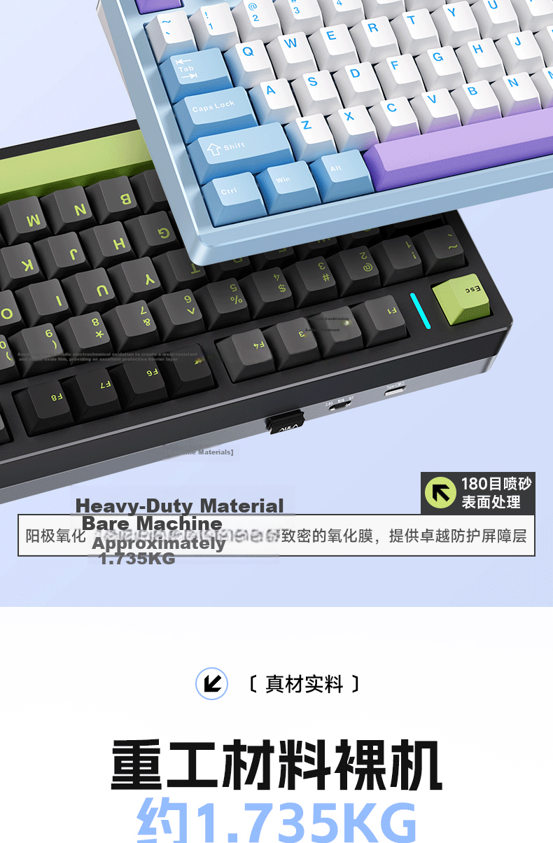 AULA M75 Custom Mechanical Keyboard Tri-Mode Aluminum Wired 2.4G Bluetooth Gasket Structure Gaming M75 Tri-Mode Ink Black Ice Pulse Switch 6