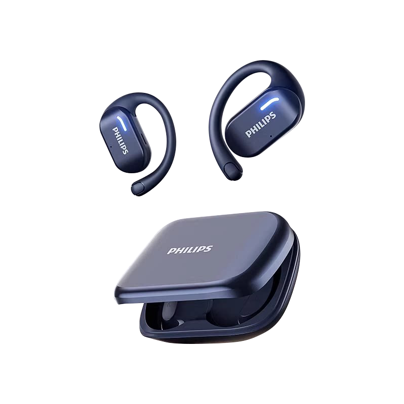 PHILIPS Bluetooth Gaming Earbuds Low Latency Noise Cancelling Wireless Sports Headphones Long Battery Life Open Bone Conduction Earphones for Apple Huawei TAT1769 Blue