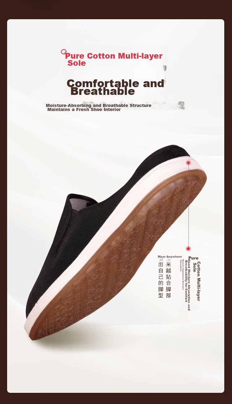 Lao Mei Hua Slippers 26th Anniversary New Old Beijing Layered Sole Cloth Shoes Breathable Odor-Resistant Half-Toe Mugwort Style Size 42 6