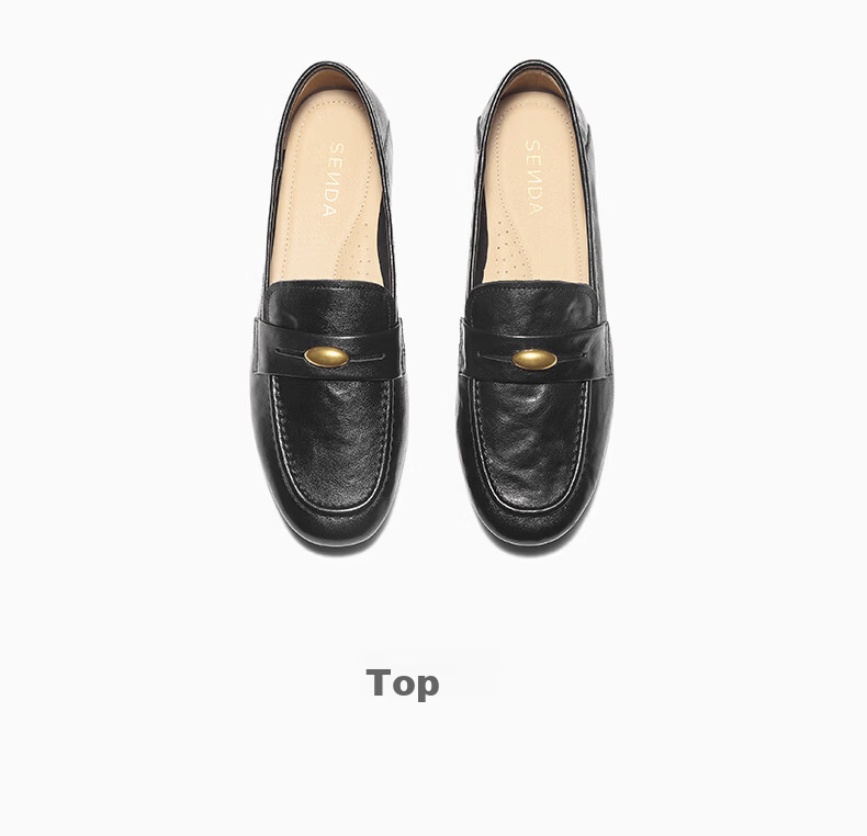 SENDA Little Golden Bean Loafers Women Spring Autumn Lambskin Commuter Flats XUJ01CA5 Off-White 37 11