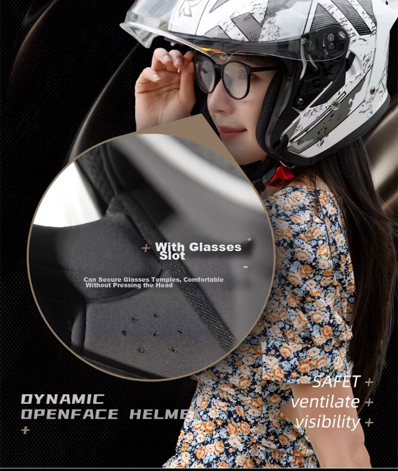 RSV Motorcycle Helmet 3/4 Open Face Electric Scooter 3C Certified Half Helmet Unisex All-Season Safety 2XL 18