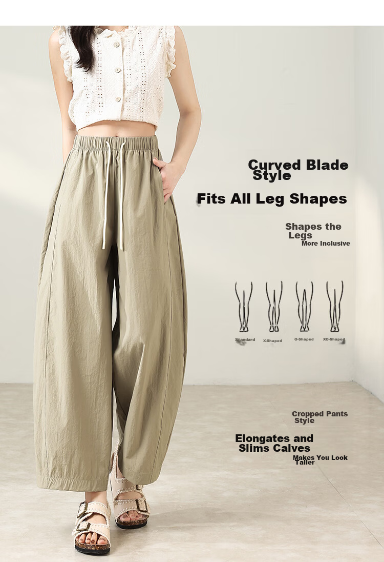 Free Style Wide Leg Pants Women Summer Thin 9/10 Lantern Pants 2026 New High Waist Slim Loose Lazy Curved Casual Pants 6