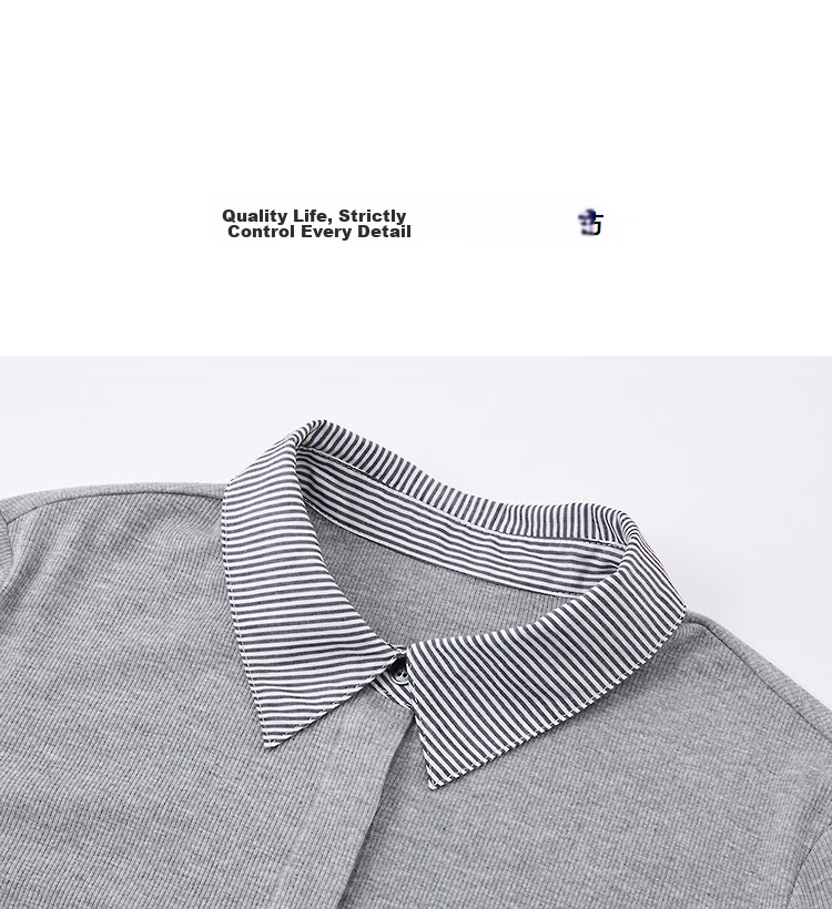 Demana Intellectual Spring Colorblock Spliced Lapel Fake Pocket High Elastic Petite Women's Shirt 12