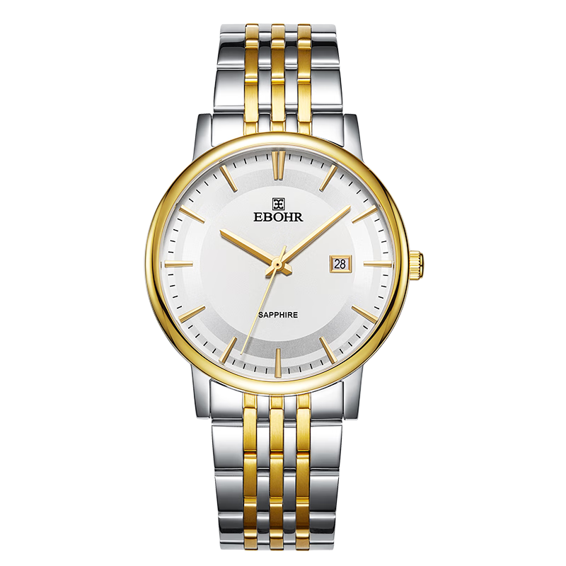 EBOHR Men's Master Series Watch with Gold-Plated Steel Band, Quartz Movement, Water-Resistant, Birthday And Holiday Gift 56690316