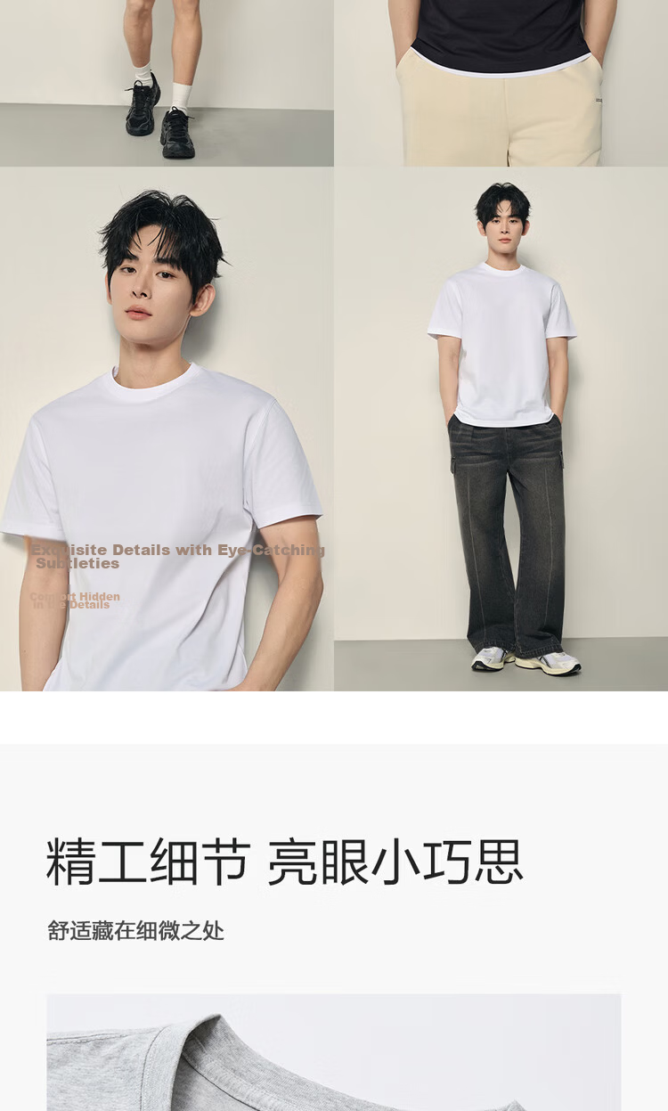 Giordano Korean Style Men's Short Sleeve T-Shirt 2026 Summer Solid Color Crew Neck Casual Top 01026528 11