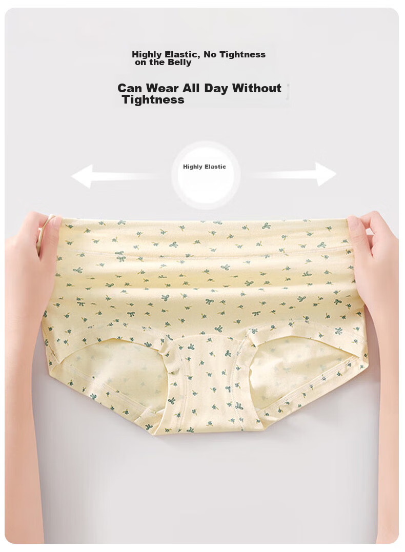 Xunmianren Baby Cotton Women's Underwear Spring Summer Pure Cotton Extended Crotch Antibacterial Mid-Waist Comfortable Boxer Briefs 3-Pack 10
