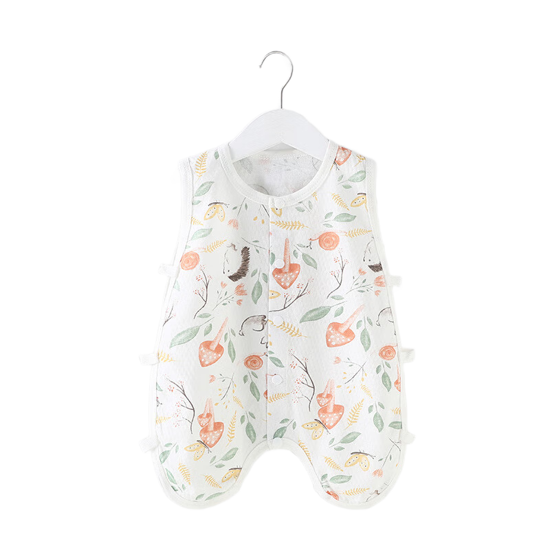 9I9 Baby Romper Thin Pure Cotton Sleeveless Bodysuit Newborn Onesie Infant Crawling Suit Sleeping Bag Lion Pattern 100cm