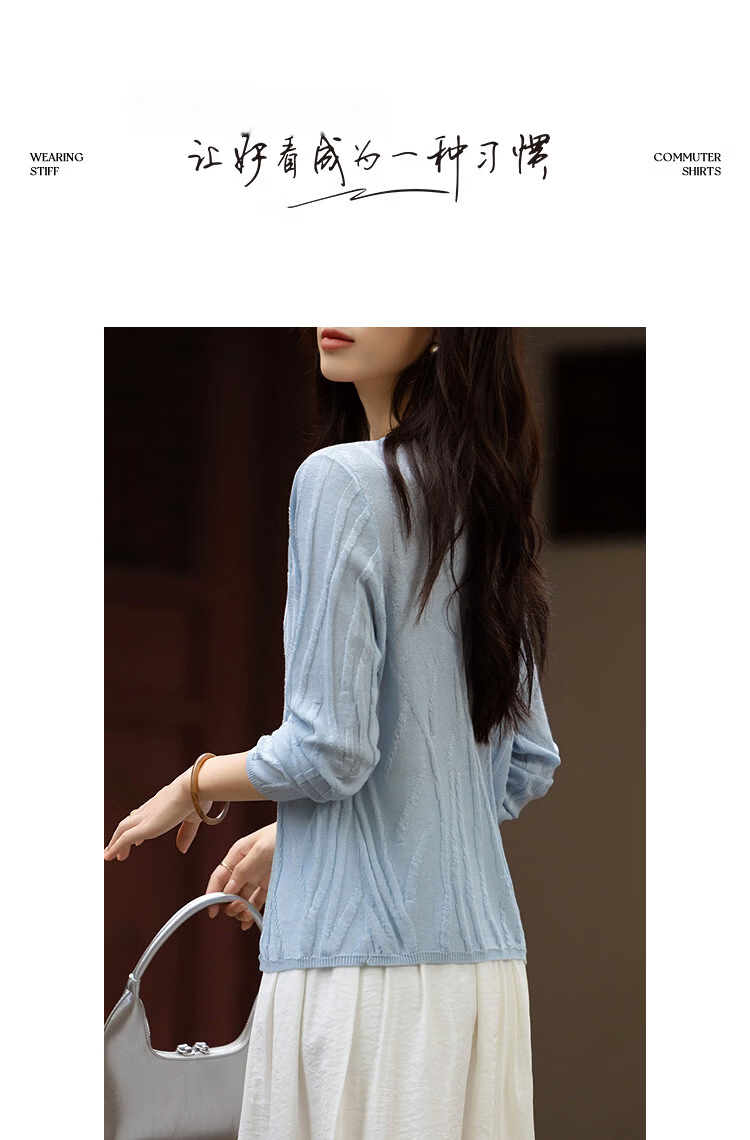 Demana [Linen Lyocell Blend] Spring Elegant V-Neck Twist Jacquard Slim Knit Sweater with Braided Buttons for Women 10