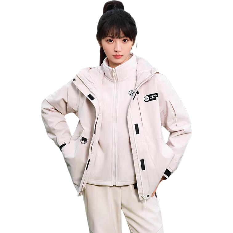 CAMEL [Xiongmao Series] Outdoor Jacket Three-In Mountaineering Suit 31156 Deep Night Purple, Men's Size L