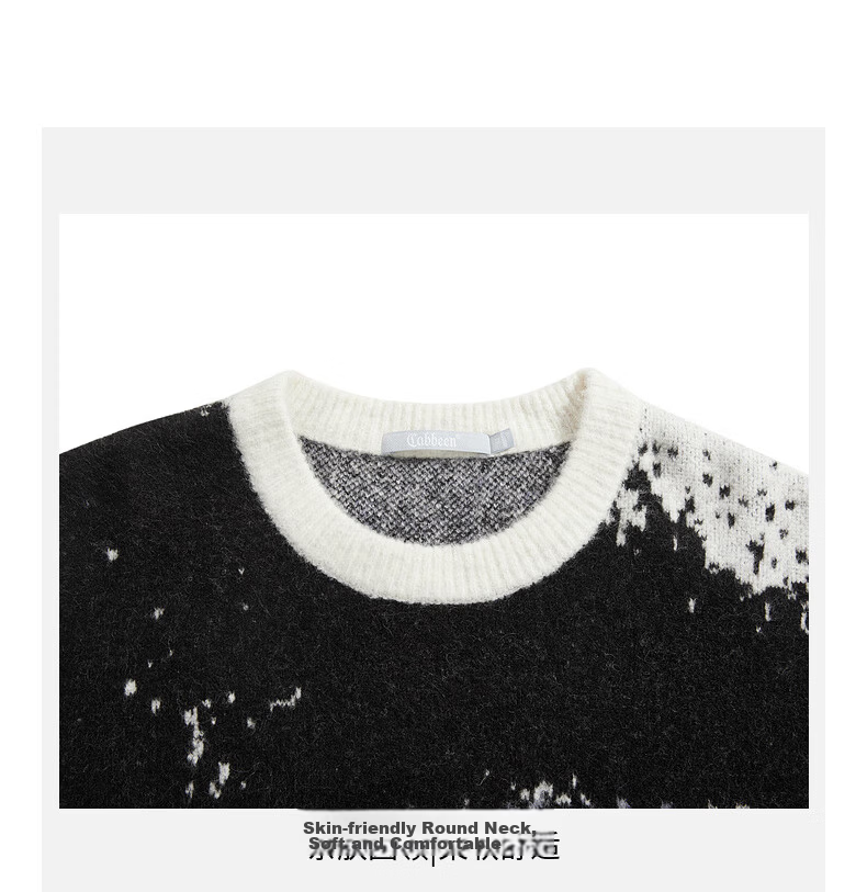 CABBEEN Men's Wool-Blend Colorblock Jacquard Patchwork Casual Wearable Long Sleeve Sweater 2025 Winter 18